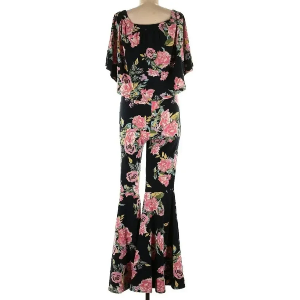 Free People Vintage Strapless Floral Medium Jumpsuit